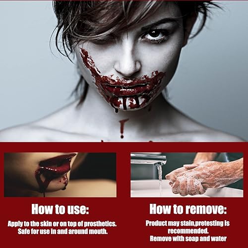 Miniatura 5 de VIOLA HOUSE Maquillaje de sangre coagulada, efecto especial profesional realista de sangre falsa para maquillaje de Navidad, Halloween, escenario,