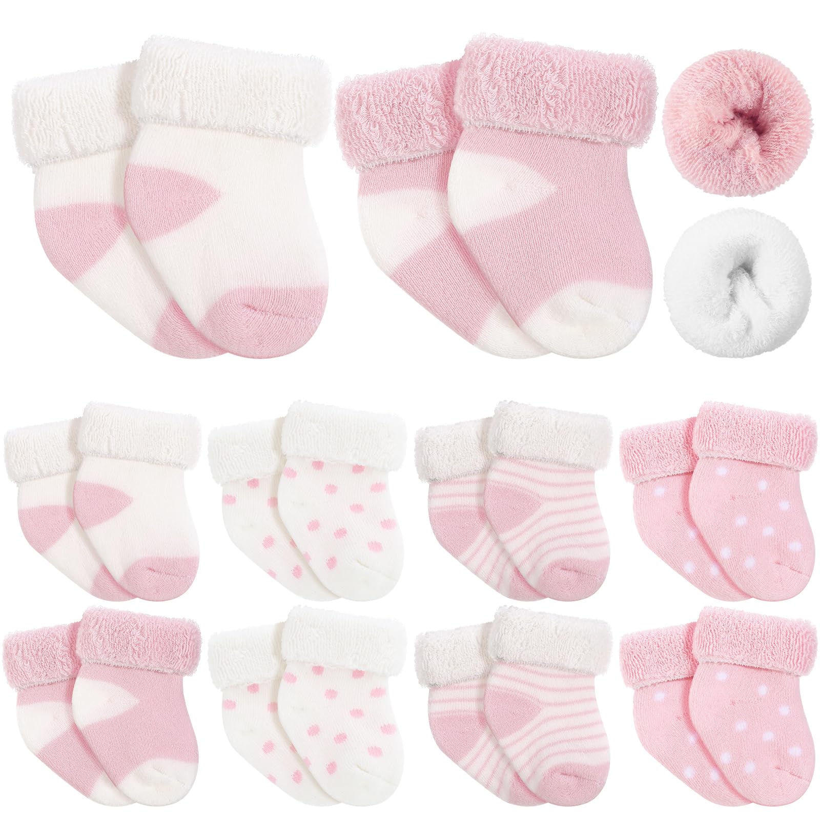 Twistover 10 Pairs Preemie Cotton Turn Cuff Socks