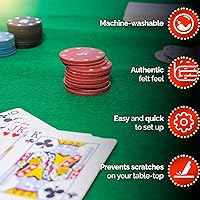 Vista 9 de Cobertor de mesa para juegos de cartas de fieltro para póquer, Mahjong, Dominó, Bridge y juegos de mesa, mantel elástico ajustado para mesas Verde