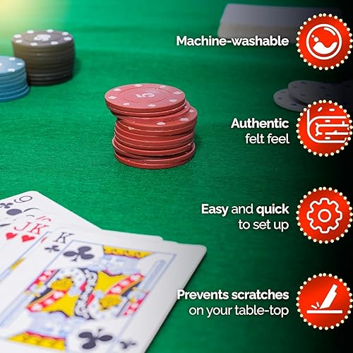 Miniatura 9 de Feltectors Cobertor de mesa para juegos de cartas de fieltro para póquer, Mahjong, Dominó, Bridge y juegos de mesa, mantel elástico ajustado para