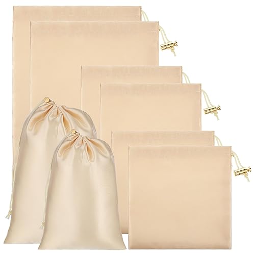 Toy Storage Bags, 6 Pcs Quality Satin Silk Drawstring Pouch Adjustable Microfiber Toy Organizer Bags Gift Bag Ditty Bag for Women Men Toys Underwear Sunglasses Cosmetic, 3 Sizes (Rose Gold) - Gold