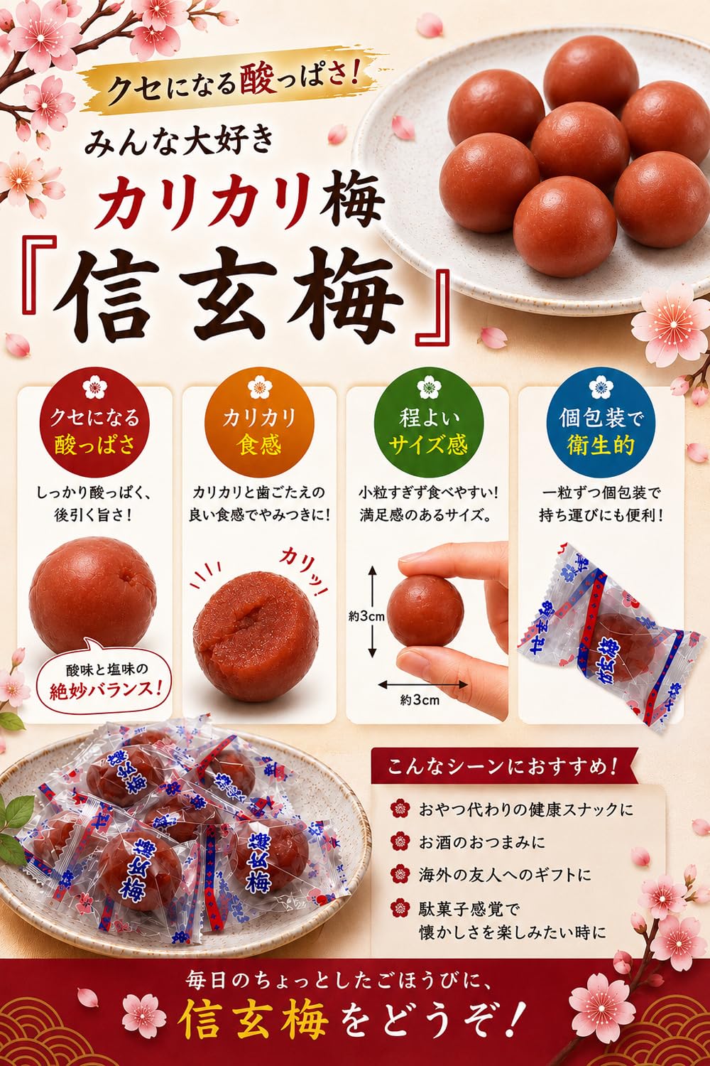 Amazon | カリカリ信玄梅 1.2kg 業務用 大容量 かりかり梅 種あり 個