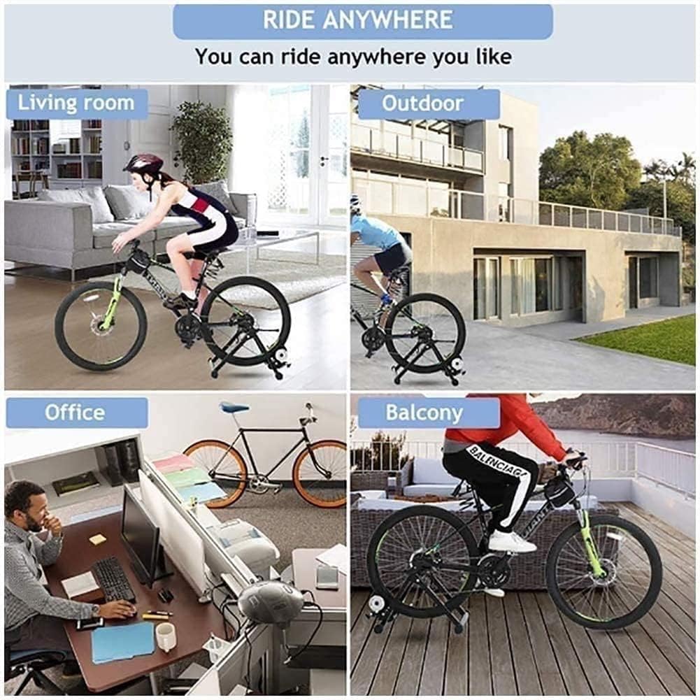 Portable Bike Trainer Stand Indoor Bike Trainer Stand Bicycle Riding Exercise Machine with Magnetic Flywheel and 6 Variable Speed Level Green