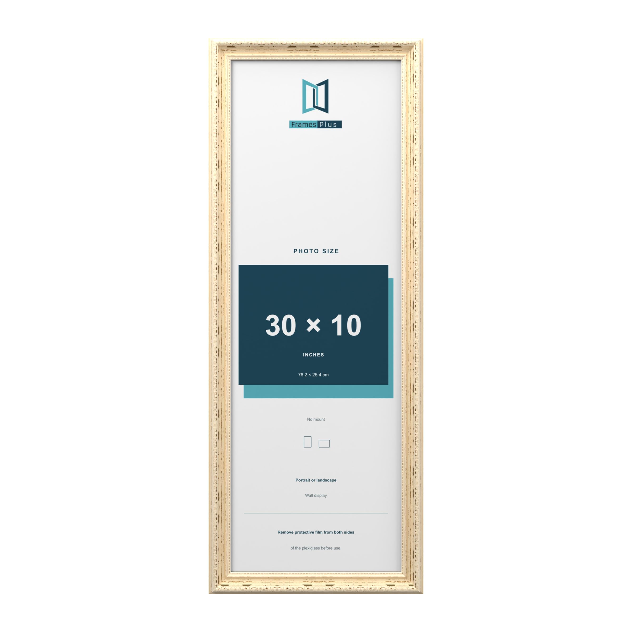 FramesPlus ORNATE Shabby Chic 30x10 Picture Frame, Cream — image 1