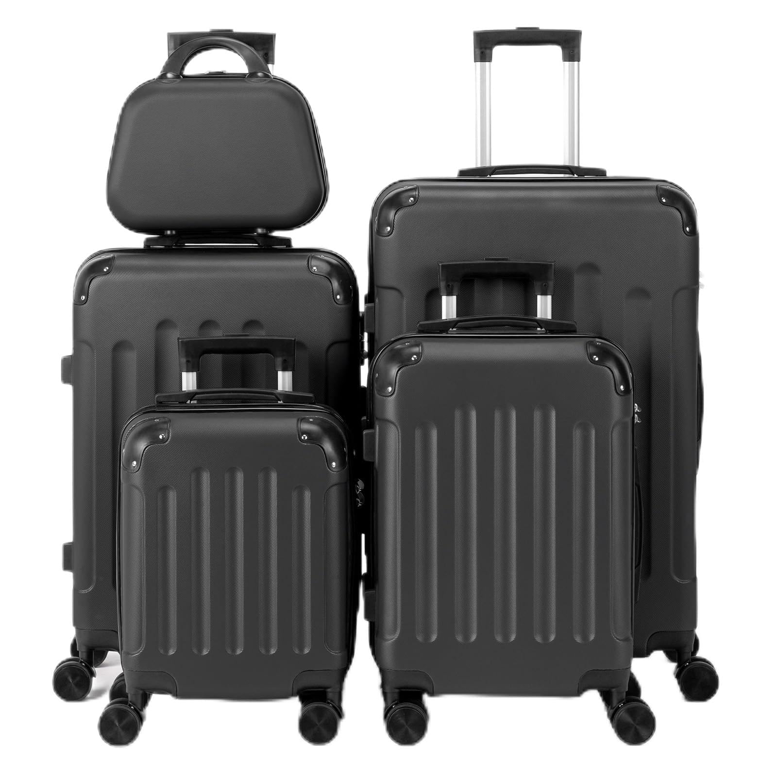 LEADZM Kofferset 5 teilig, Reisekoffer Set, Koffer Set Hartschalen-Trolley aus ABS mit Teleskopgriff, Handgepäck