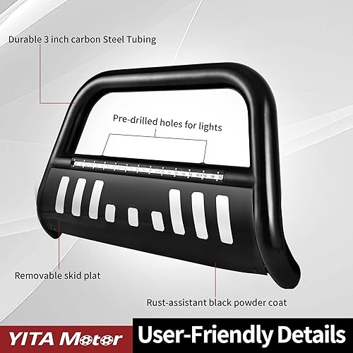 Miniatura 2 de YITAMOTOR Bull Bar compatible con Toyota Tacoma 2016-2023 (excluye los modelos TRD), protector de cepillo de tubo de 3 pulgadas, barra de empuje de