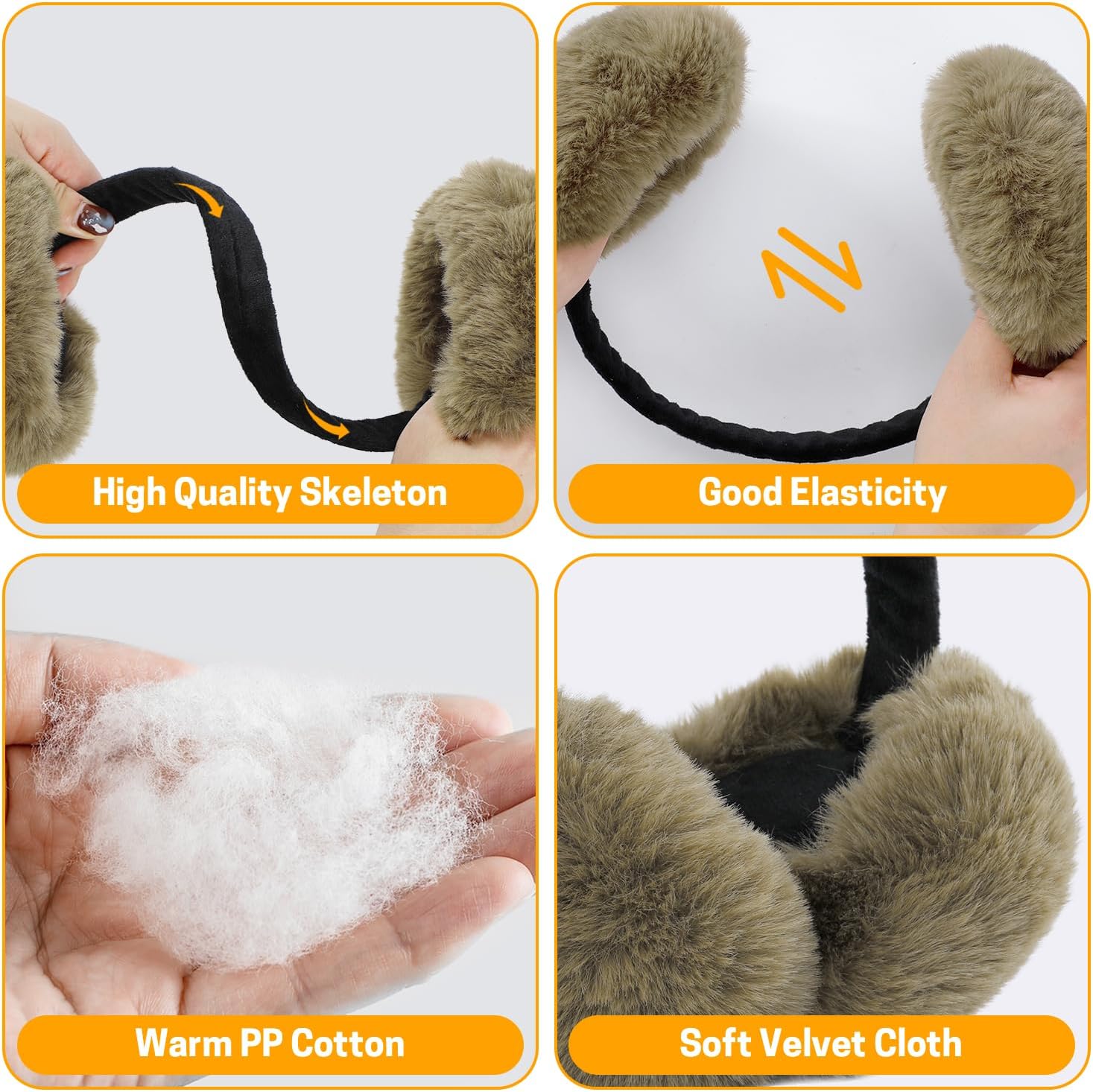GNEGNI Women Winter Fluffy Ear Muffs, Foldable Windproof Earmuffs Adjustable Outdoor Earmuff Unisex Soft Faux Fur Ear Covers - Image 3