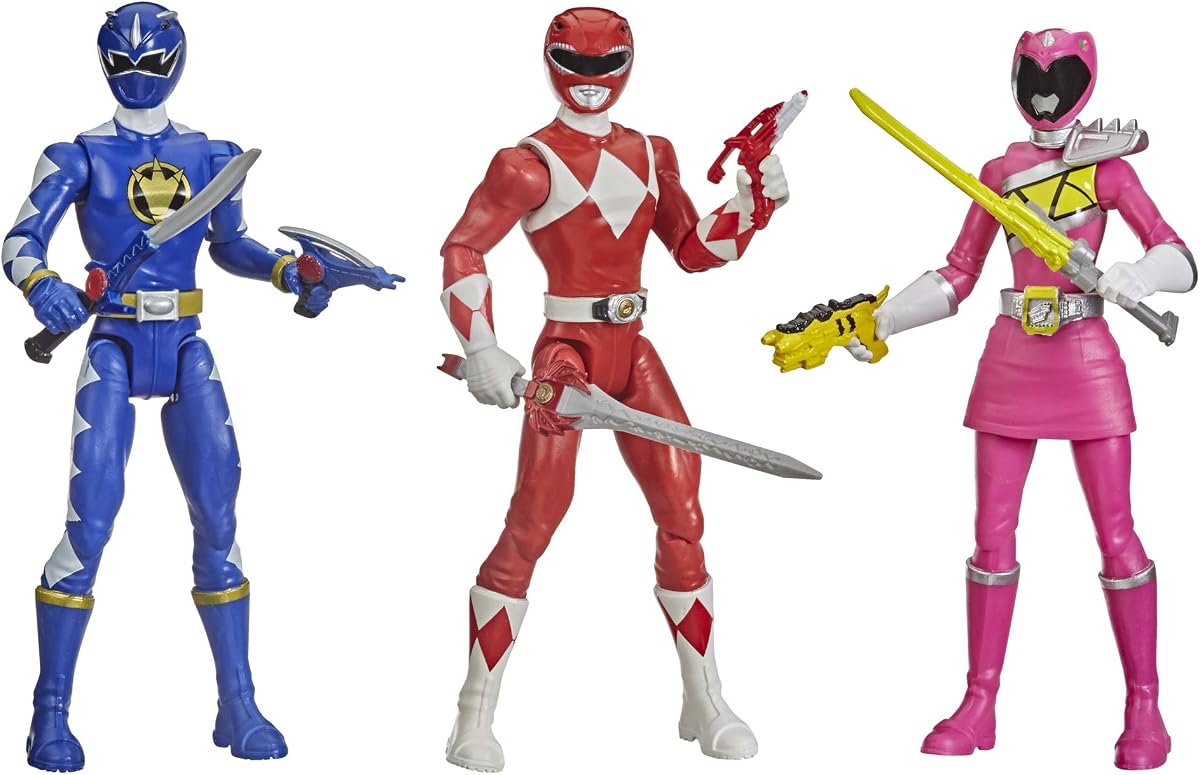 Power Rangers Beast Morphers Special Episode 3-Pack Action Figure Toys Dino Thunder Blue Ranger, Mighty Morphin Red Ranger, Dino Charge Pink Ranger (Amazon Exclusive)