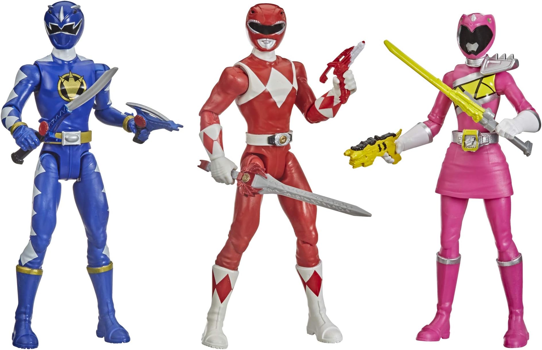 Beast Morphers Special Episode 3-Pack Action Figure Toys Dino Thunder Blue Ranger, Mighty Morphin Red Ranger, Dino Charge Pink Ranger (Amazon Exclusive)