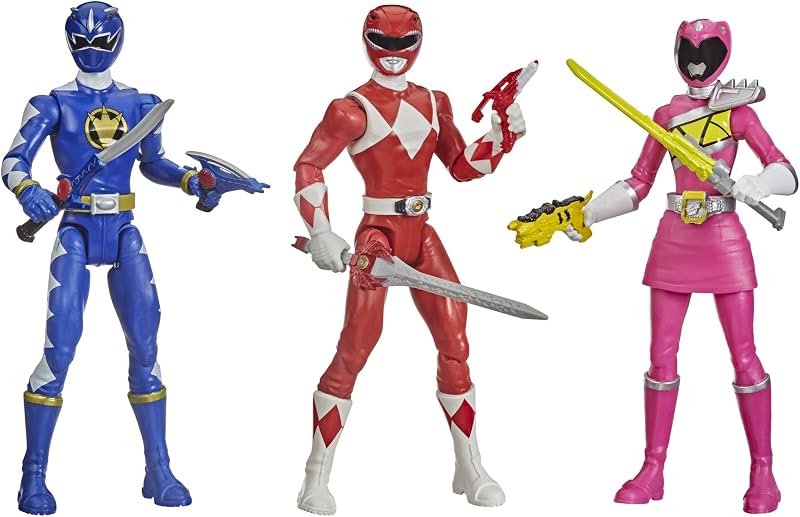 Power Rangers Beast Morphers Special Episode 3-Pack Action Figure Toys Dino Thunder Blue Ranger, Mighty Morphin Red Ranger, Dino Charge Pink Ranger (Amazon Exclusive)