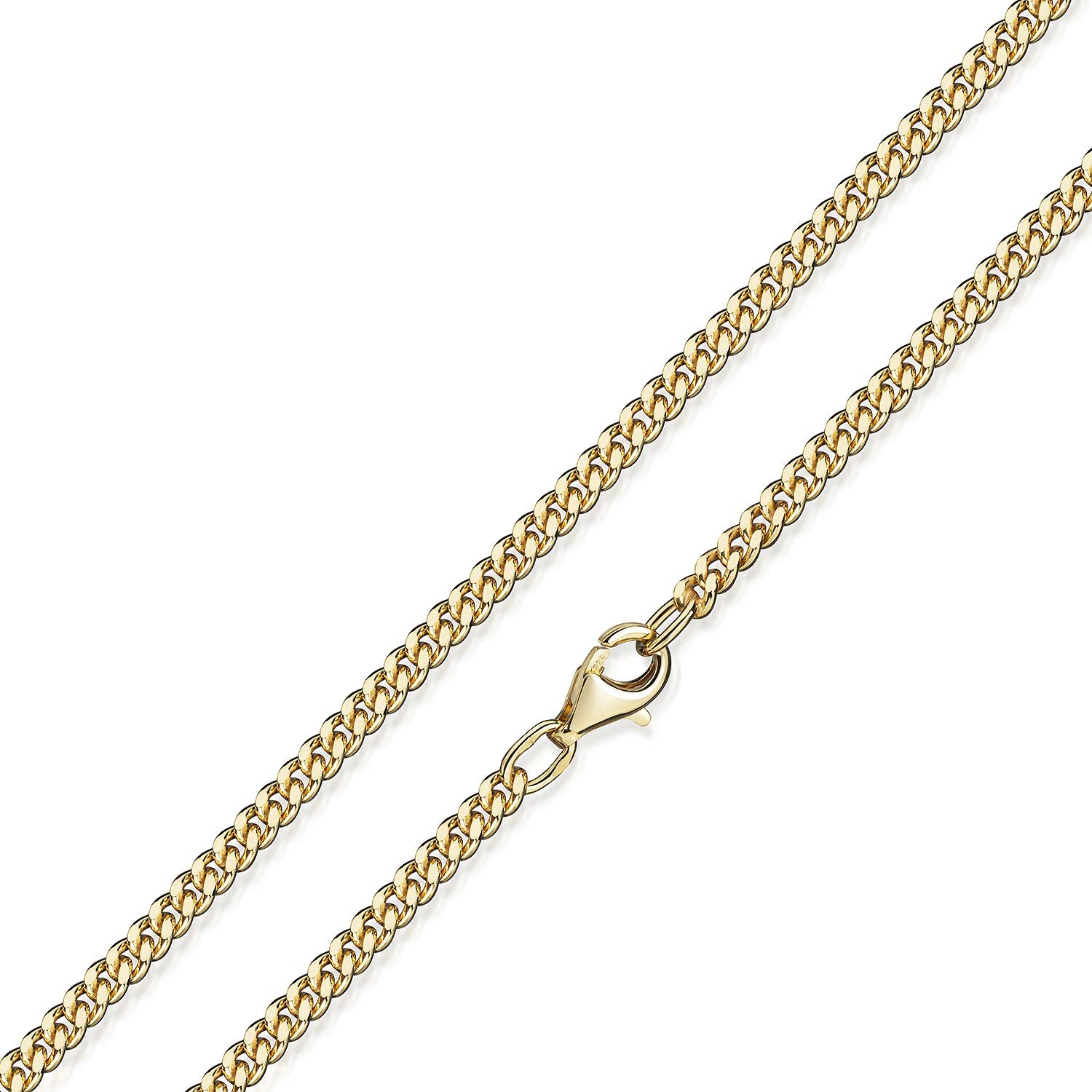 Goldkette 2,7mm Panzerkette Silber 925 vergoldet für Herren und Damen K70 | flache Halskette Sterlingsilber mit hochwertiger Vergoldung in Schmuck Box von MATERIA by Matthias Wagner