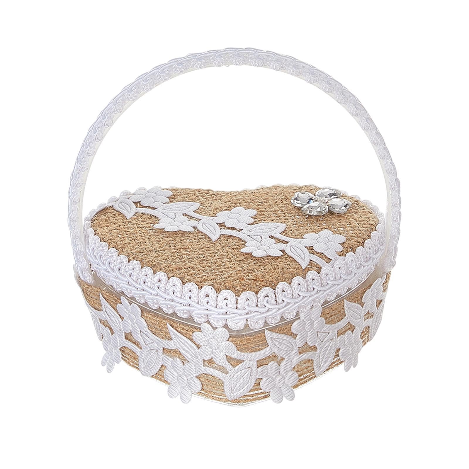 Nishiyuenyi Wedding Ring Bearer Box Ring Holder Lightweight Wedding Flower Girl Basket for Proposal Party Supplies Ceremon Bridal Shower, Style A