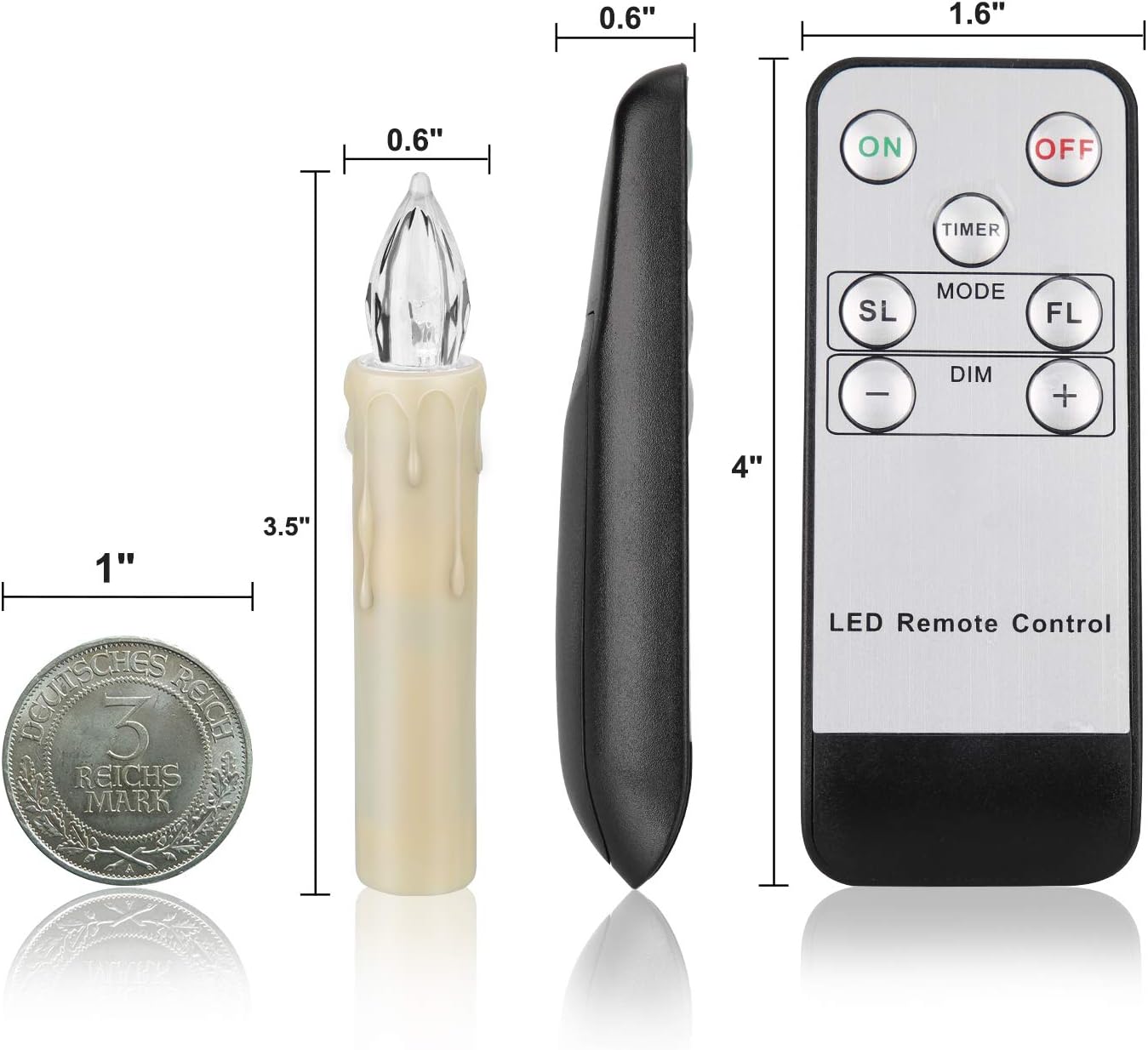 12 PCS LED Window Flameless Taper Candle,Battery Operated Flickering Candle Lights, with Remote Timer Function, Ideal for Indoor and Outdoor Christmas Tree Candles Garden Wedding Harry Potter