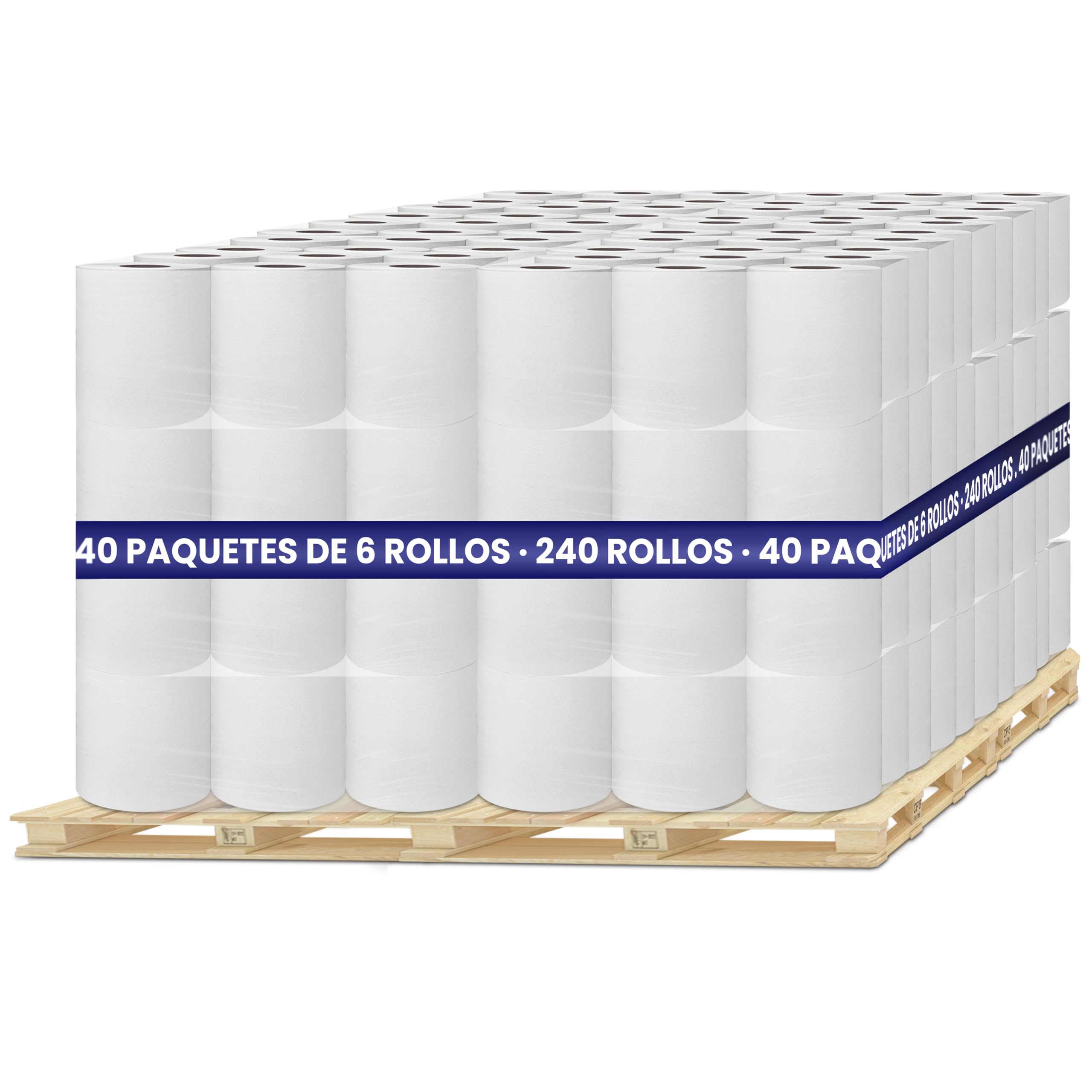 240 Bobinas de Papel Secamanos Mecha (40 packs de 6 rollos, 100 m/rollo) | Palet de Papel Secamanos Laminado Industrial Cheminé - Uso Profesional, Alta Resistencia y Gran Absorción