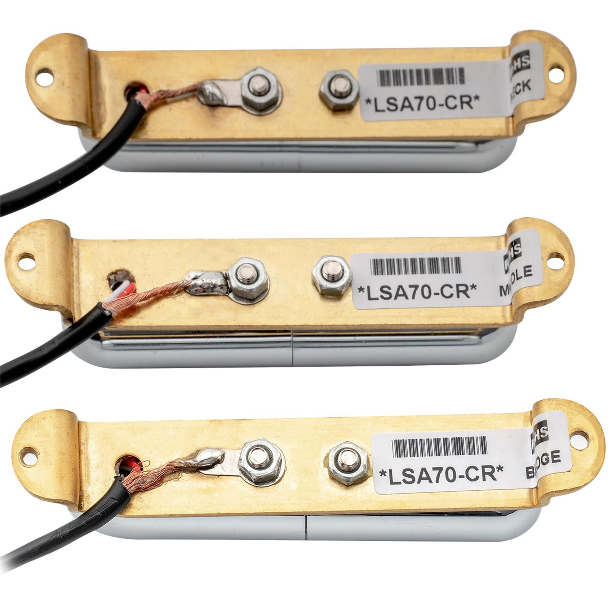 Artec Alnico 5 Lipstick Set Pastillas Single Coil Mástil Medio Puente para Guitarra Eléctrica estilo Strat, Cromado