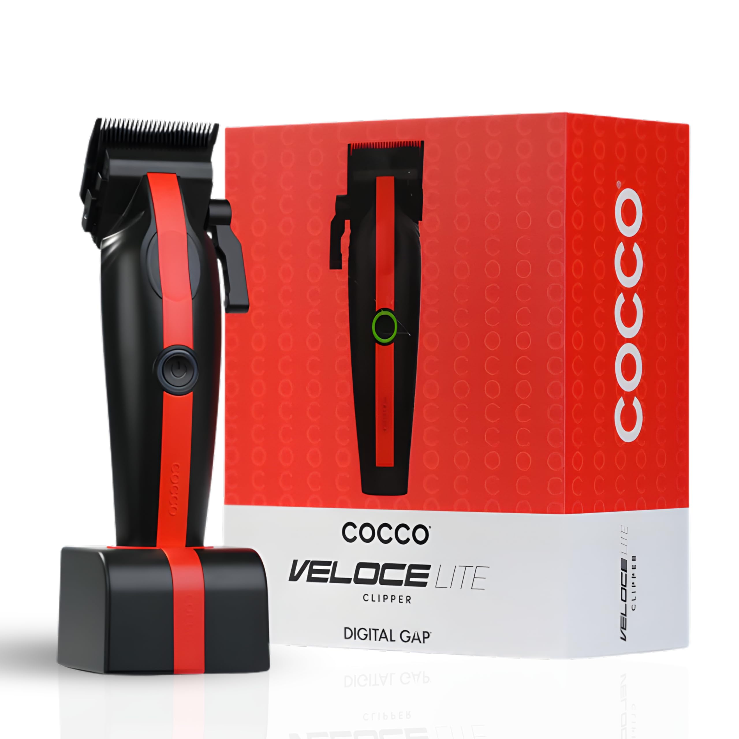 Cocco Veloce Lite - Tagliacapelli professionale per barbieri - Digital Gap™ Precision Fade F1 Blade, 7000 RPM Cordless Clippers, USB-C Fast Charge, 3 ore di autonomia, tagliacapelli da uomo