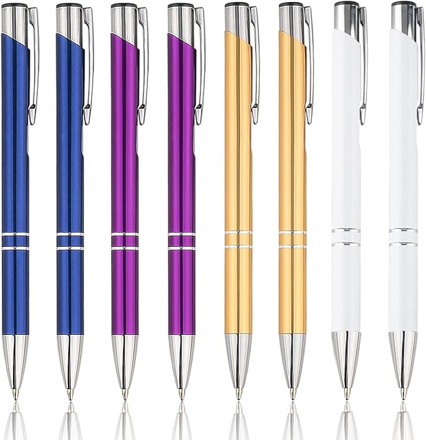 Unvtap 8 Pieces Ballpoint Pens, 1.0 mm Retractable Ballpoint Pens, Aluminum Ballpoint Pens Black Ink Retractable Pens for Student Teacher Home Classroom Office Supplies, 4 Colors