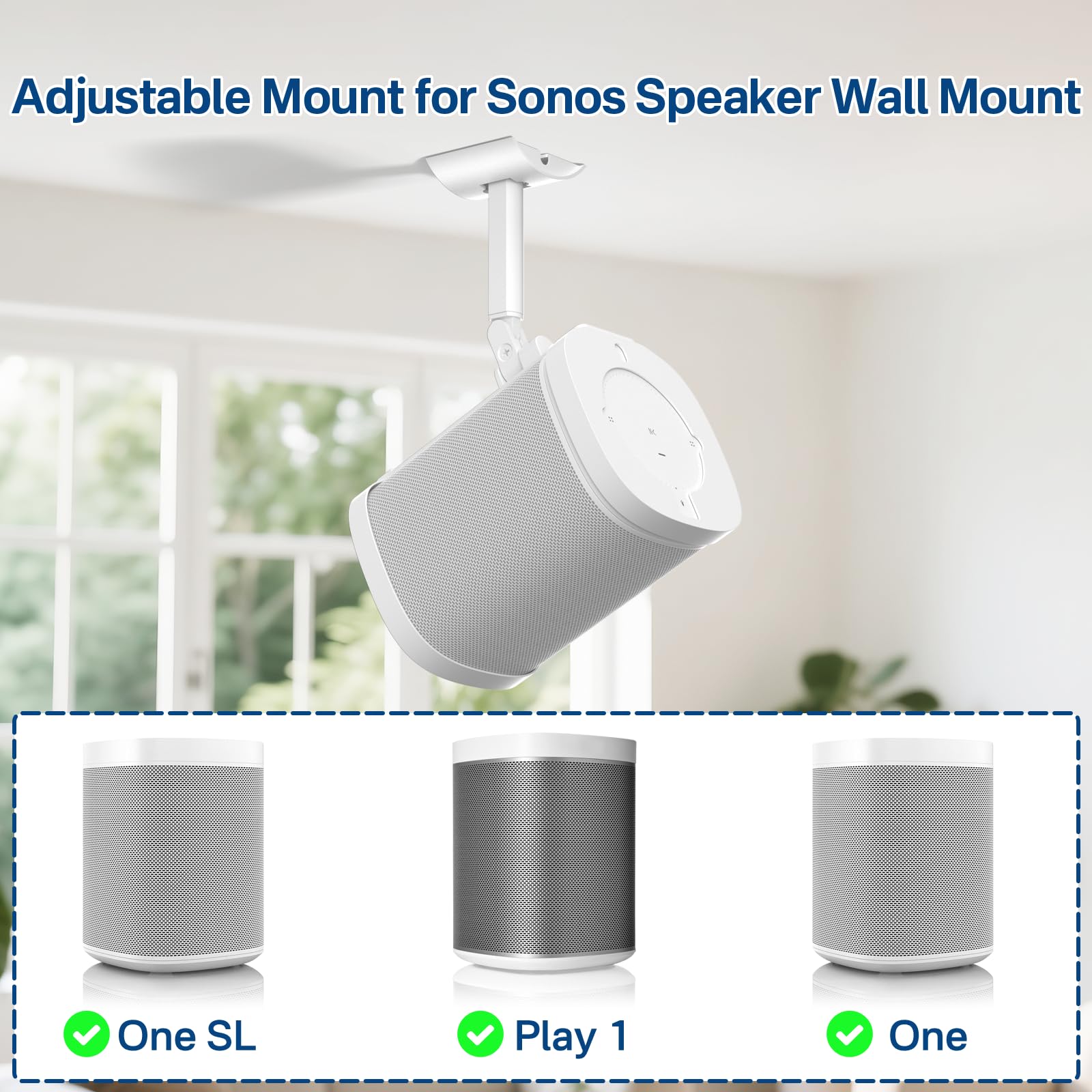 【2台セット・壁掛け金具付】Sonos One ホワイト ウォールマウント Amazon | notiela スピーカーウォールマウントと天井マウント Sonos
