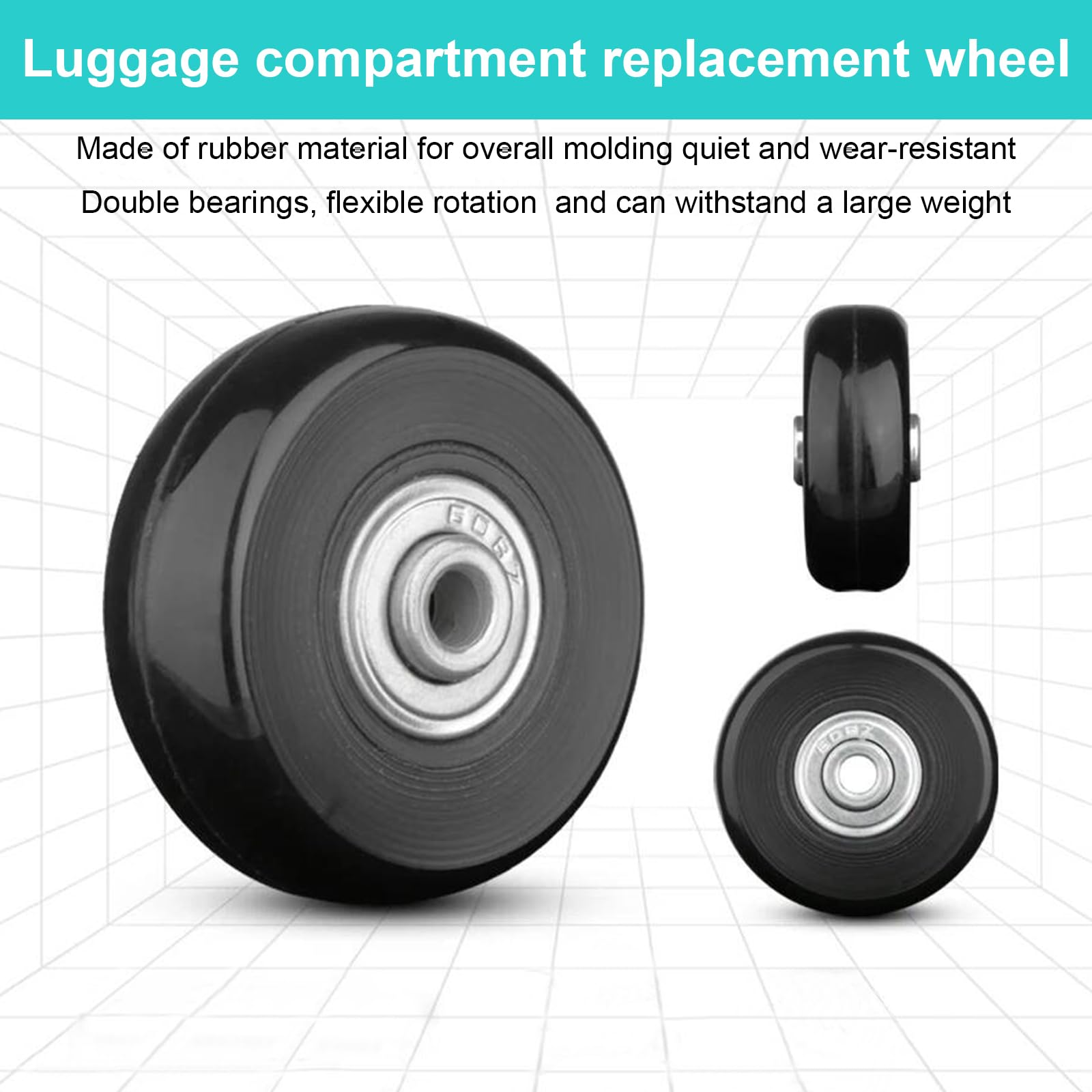 4 Pièces Valise Roues de Rechange Valise Roues Remplacement Roue de