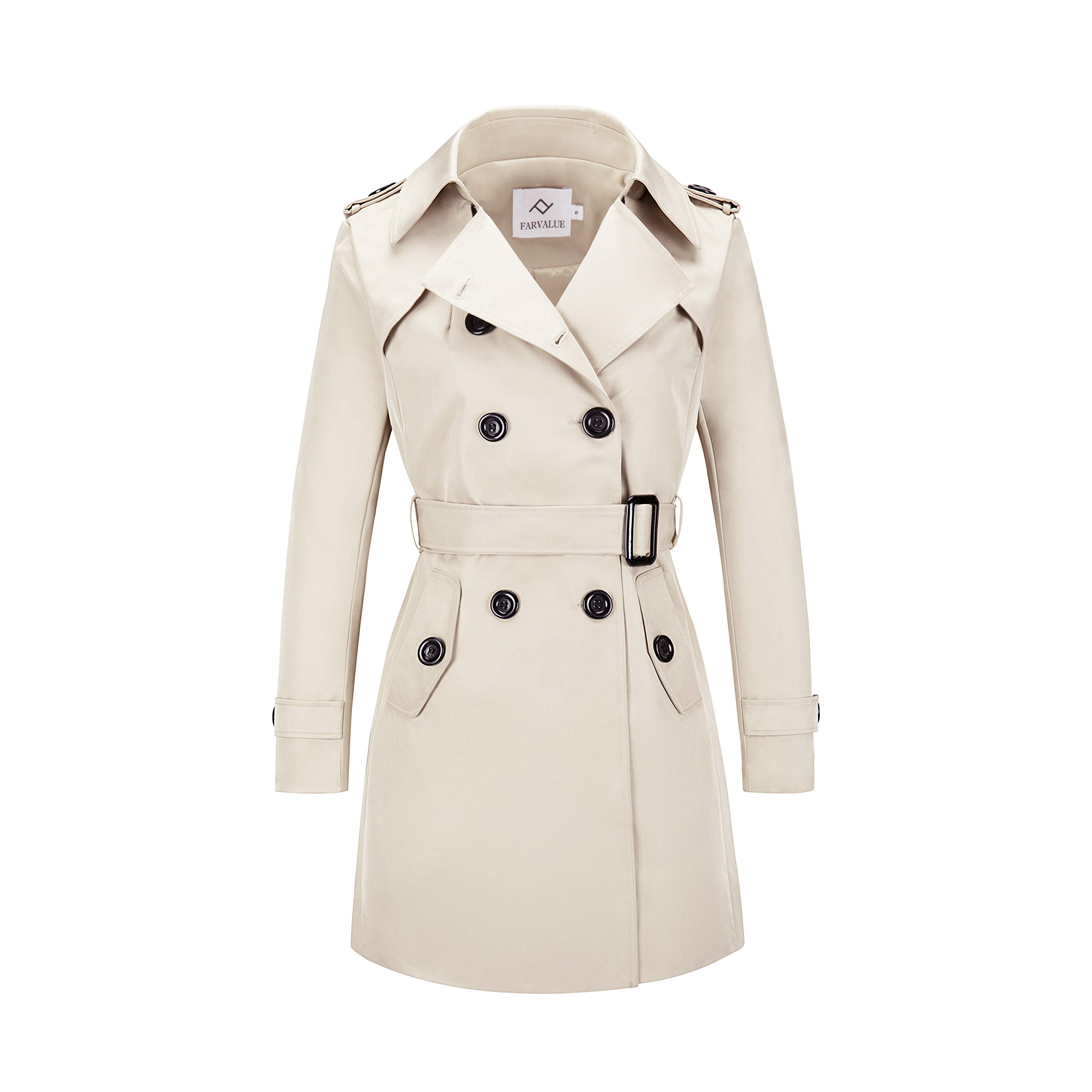Gabardina impermeable para mujer, con doble botonadura, solapa clásica, abrigo pequeño con cinturón, abrigo delgado