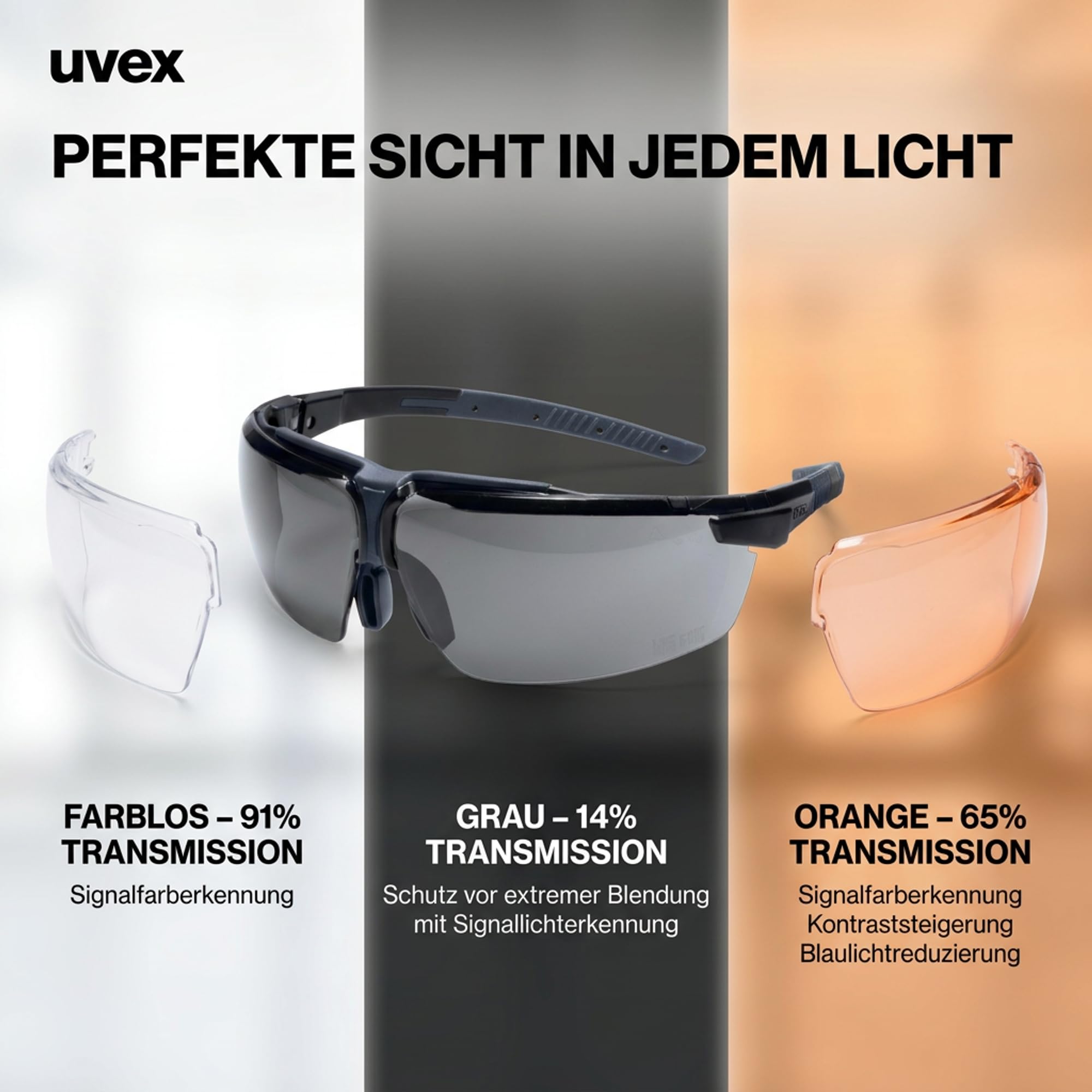 Uvex i-3 tactical zestaw – okulary ochronne na polowanie – odporne na uderzenia i taktyczne – okulary do prasowania z 2 wymiennymi szybkami, przyciemniane i przezroczyste – odporne na zaparowanie,