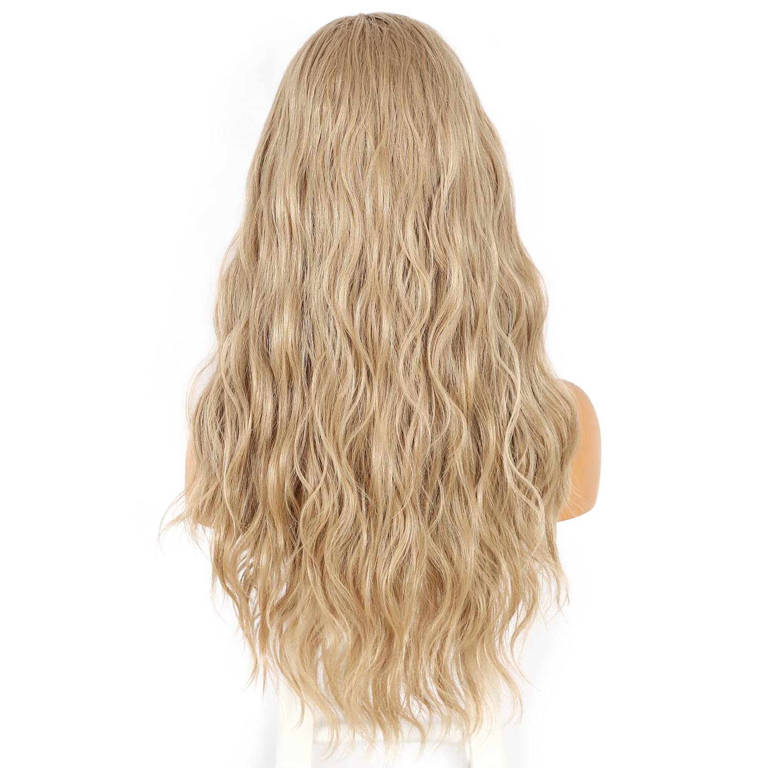 Sapphirewigs Body Wave Headband Wig Ash Blonde Synthetic Long Wavy Wigs for Women Glueless Hair Natural Looking 150% Density 26 inch - Image 2