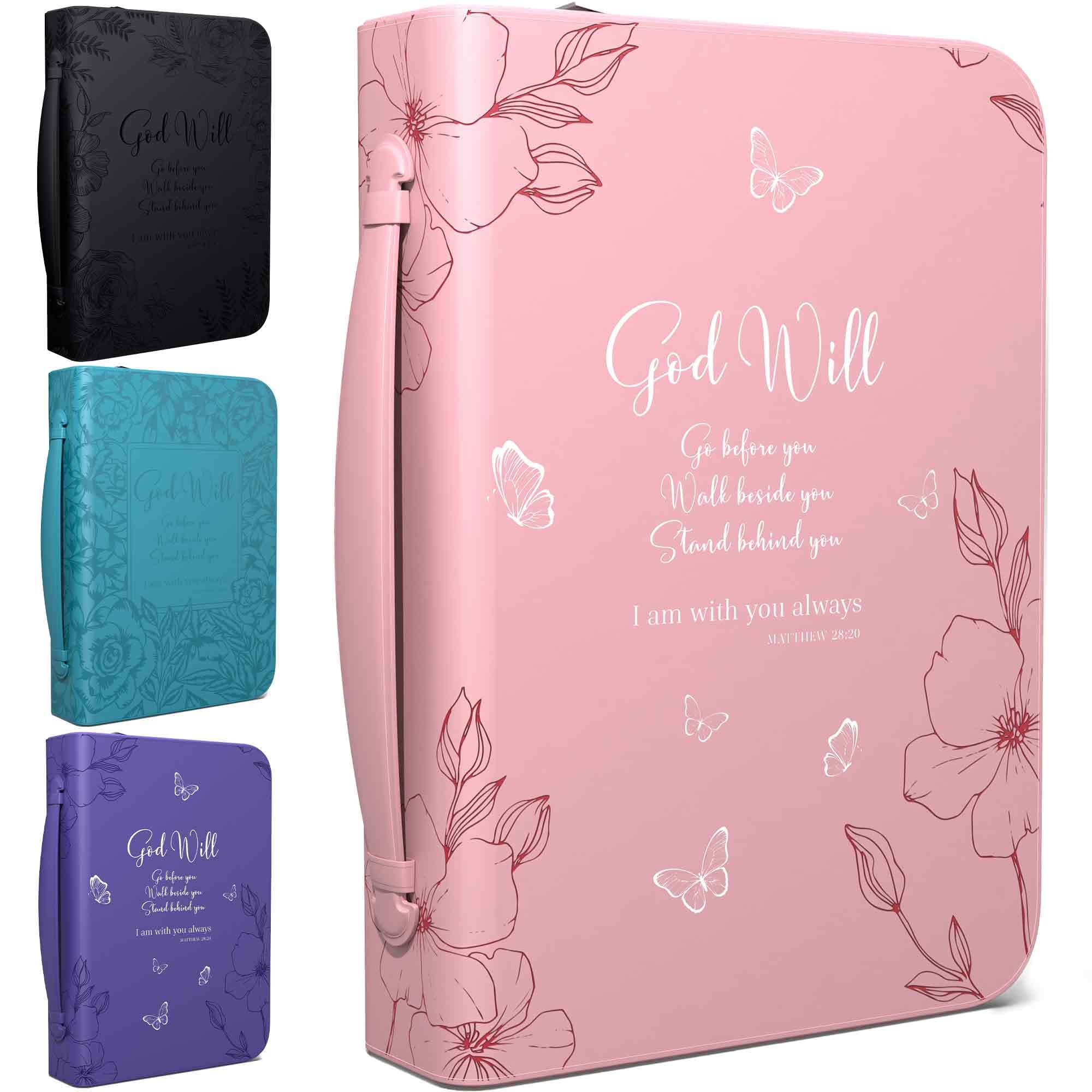 DEHITE Bible Cover Case for Women - Leather Bible Cases for Girls - Carrying Bag for Woman - Pen Slots – Zippered Pocket – Premium Faux Leather Holder