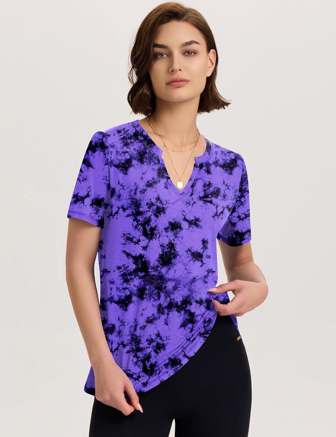 TCOT Workout Tops for Women V Neck Short Sleeve Hiking T-Shirts Yoga Shirts Athletic Top Exercise Shirt - Image 6