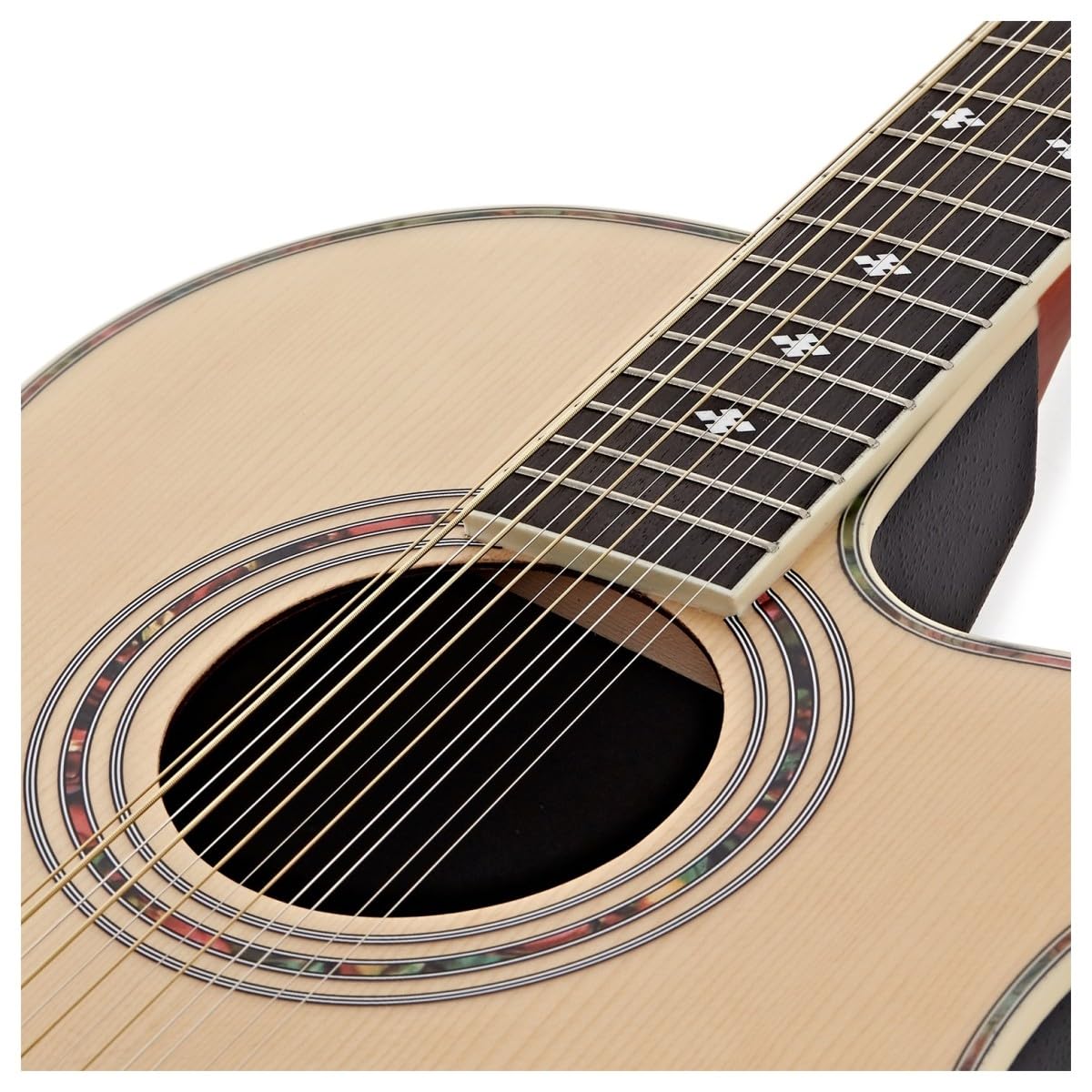 12 String Roundback Guitar by Gear4music Natural | Accordatore e controlli tono integrati, corpo ABS roundback per comfort e proiezione, suono iconico 12 corde