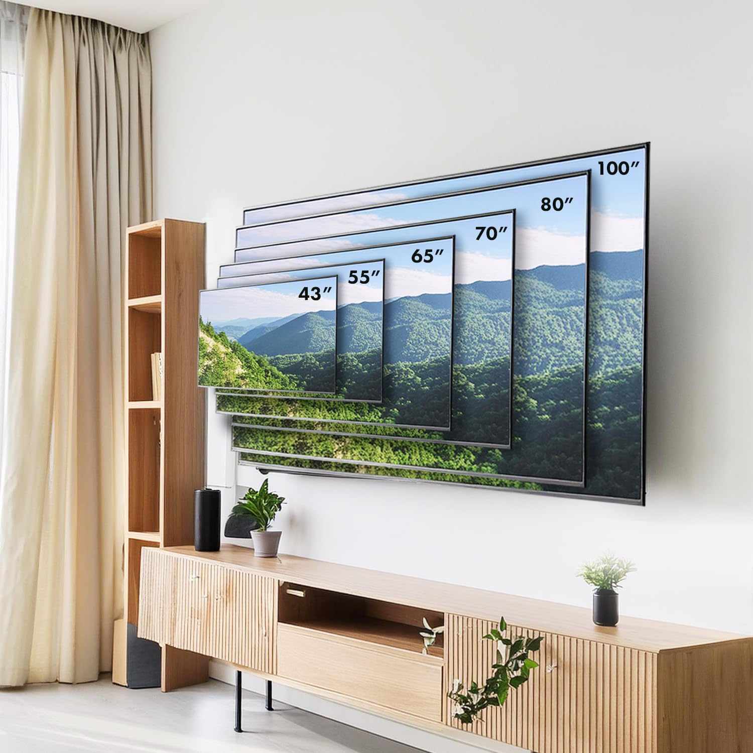 Maclean MC-423 Soporte de TV, Soporte de Pared para Pantallas de 43-100", VESA máx. 800x600, Carga máx. 80kg, Ajuste de Ángulo Horizontal y Vertical, Perfil 50-500mm