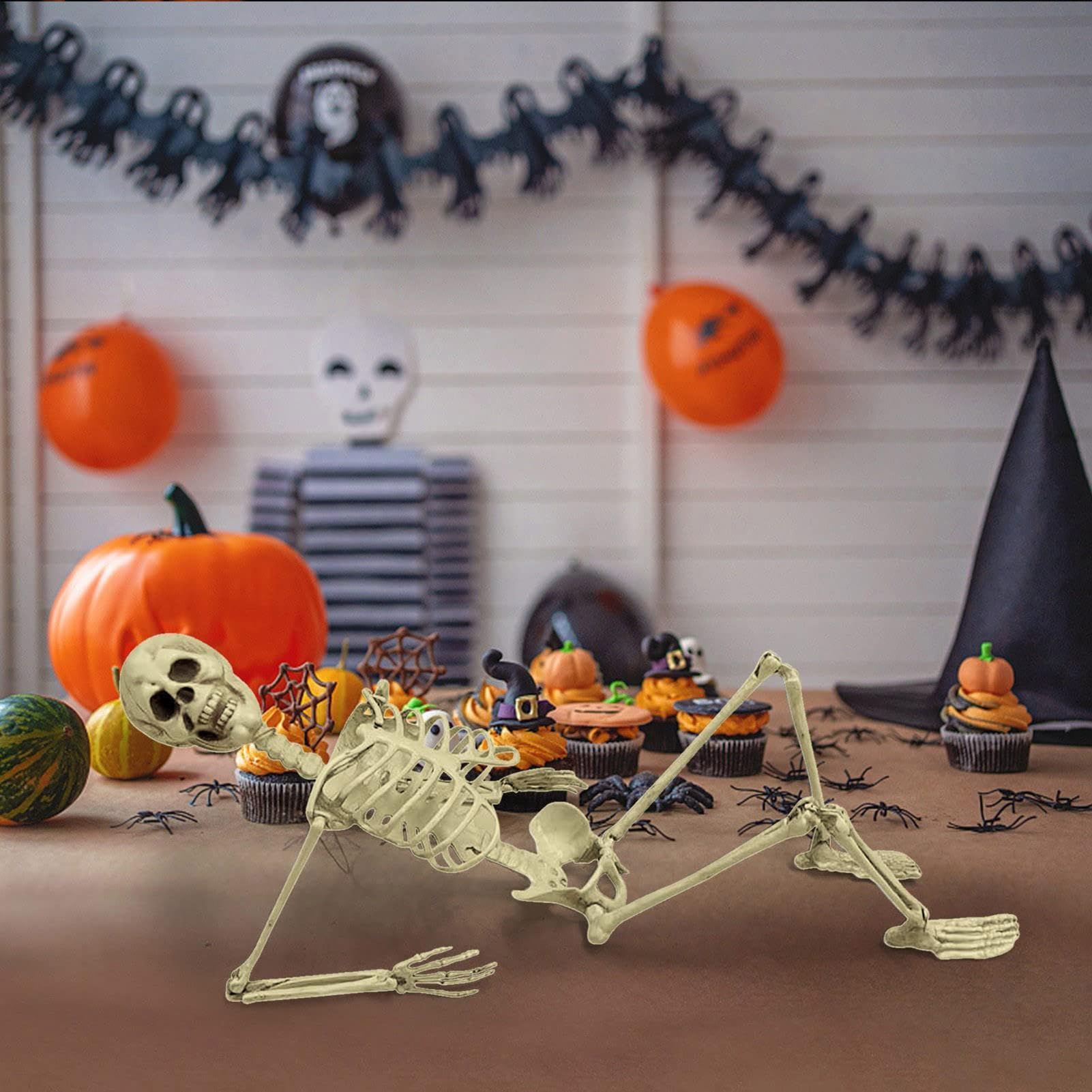 Scheletro Halloween Da Esterno Decorazioni Halloween Snodabili Realistiche | Oggetti di Scena Festivi Scheletro a Grandezza Naturale Per Interno Giardino Patio Portico Soggiorn