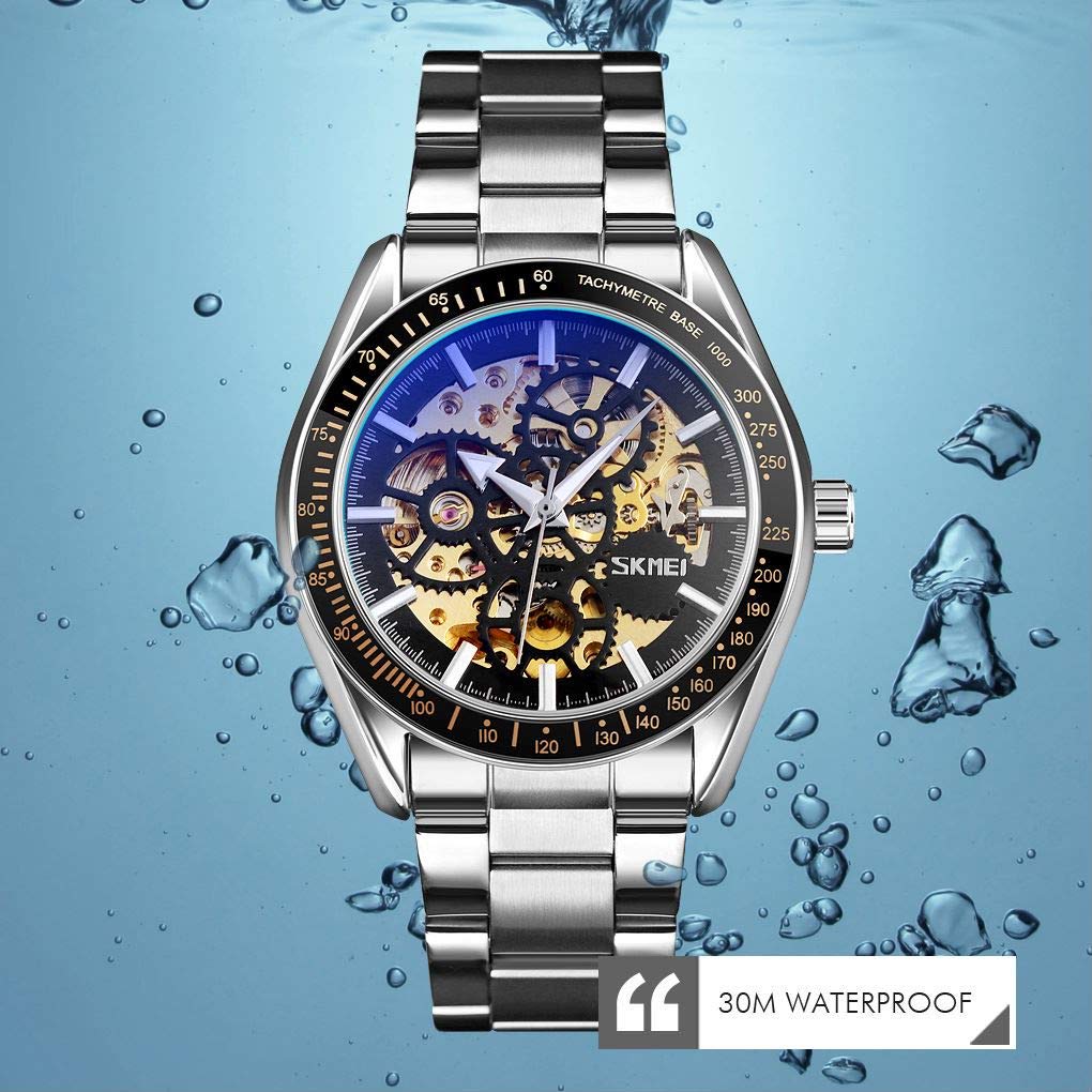 MASTOP Hollow mechaniczny zegarek męski automatyczny samoczynny wiatr moda sprzęt design 3bar wodoodporny biznesowy pasek ze stali nierdzewnej męskie zegarki