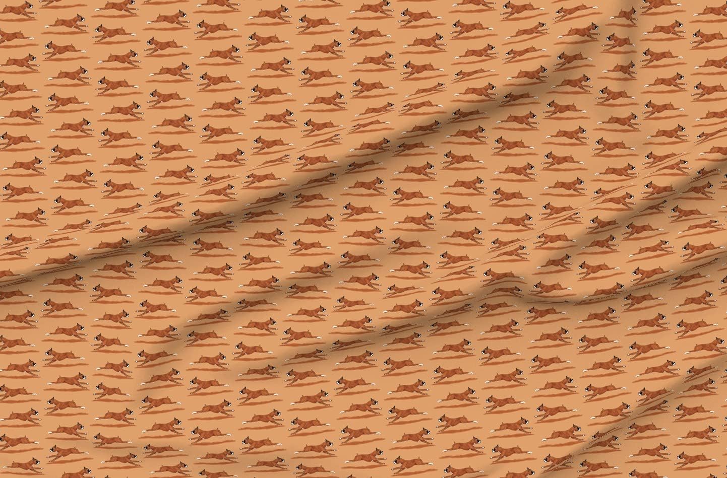 Spoonflower Fabric - Running Boxer Dog Brown Tan Pet Nursery Decor Printed on Organic Cotton Sateen Fabric by The Yard - Sewing Quilting Apparel Home Decor