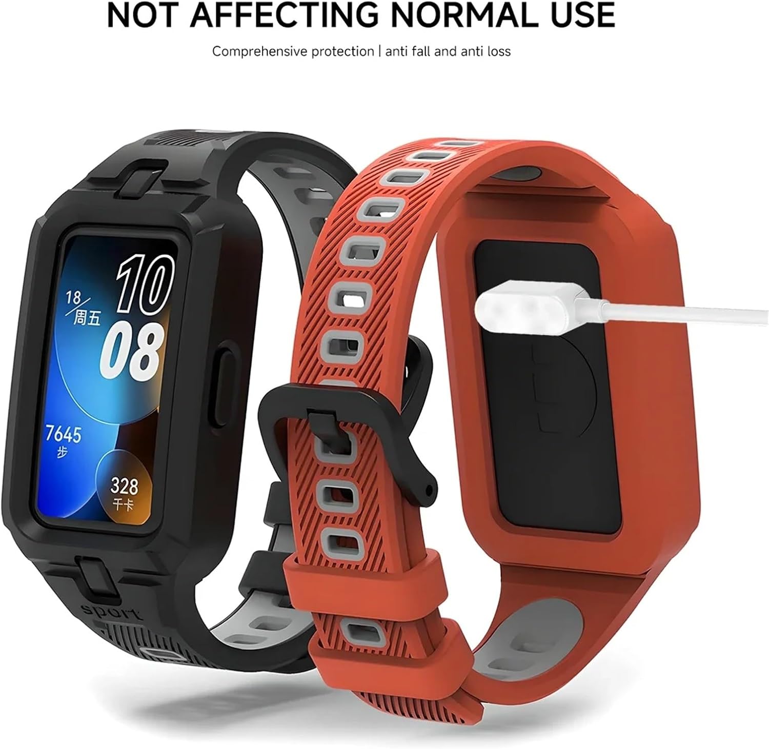 SKXMOD シリコンストラップ Huawei Band 9 8 7 6スマートウォッチ交換用ブレスレット スポーツ通気性ストラップ