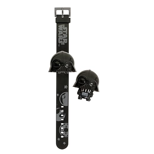 BulbBotz Star Wars 2021098 Darth Vader Kinder-Wecker mit Hintergrundbeleuchtung , schwarz/grau , Kunststoff , digitale , LCD-Display , Junge/ Mädchen , offiziell