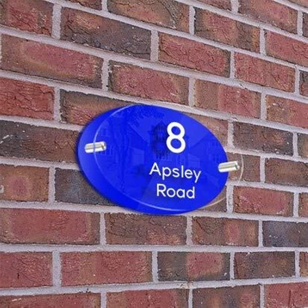 ZXF Numeri civici numeri civici in vetro acrilico effetto porte targhe road nome segnali in plastica pareti targhe personalizzate targhe indirizzo appartamento blu