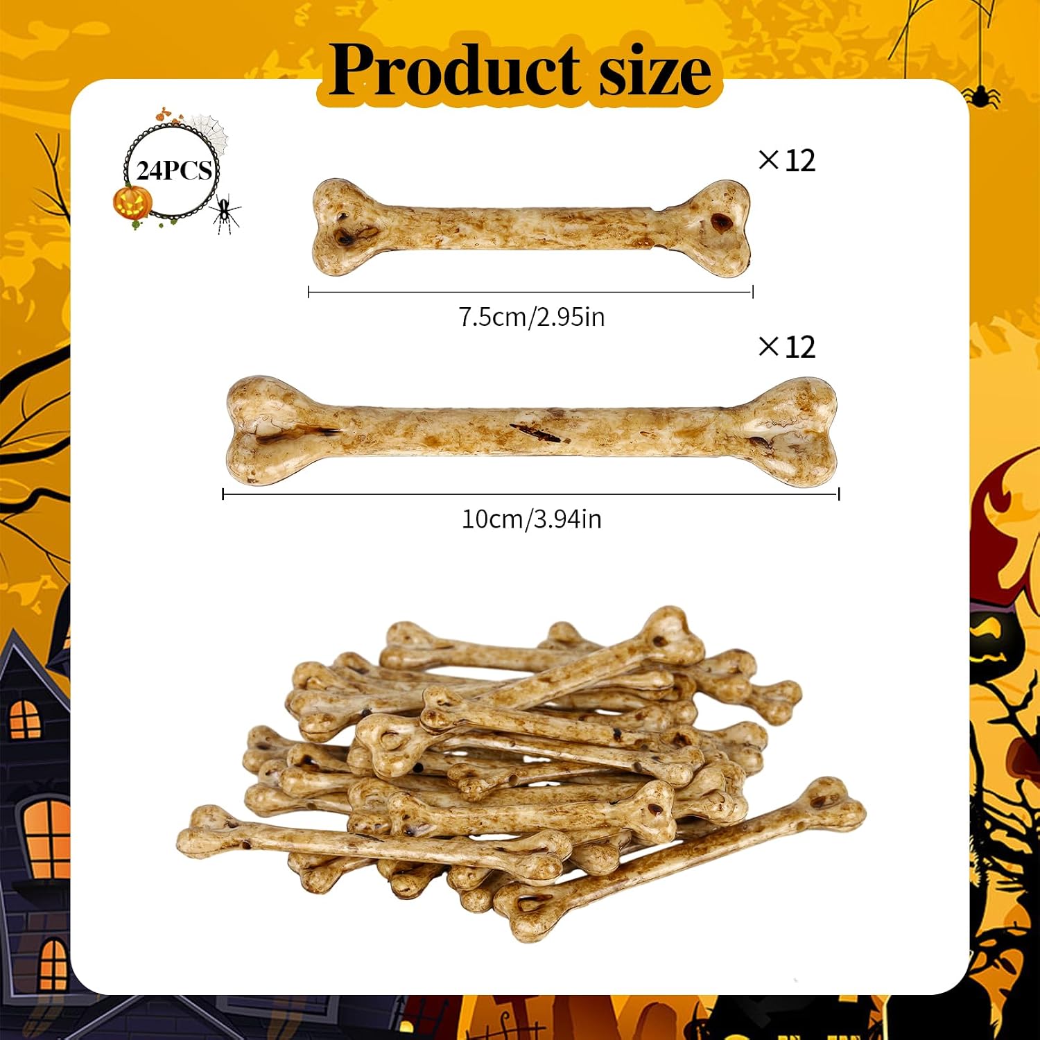 24 Pcs Fake Bones for Halloween Crafts - 10cm & 7.5cm Plastic Skeleton Bone for Halloween Jewelry Making,Cosplay Decor, Costume Props, Haunted House, Bag of Bones Craft Supplies image 2