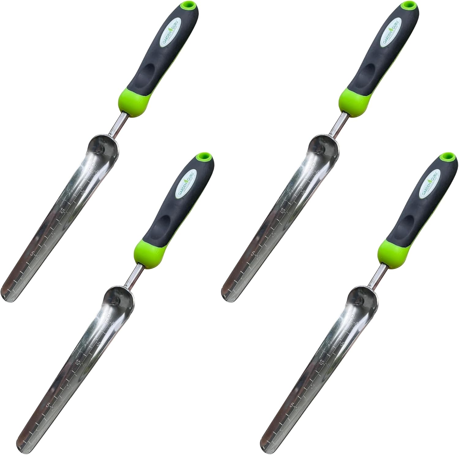 Garden Guru Seed Planting Shovel Trowel Transplanter Widger Stainless Steel Rust Resistant Ergonomic Handle Perfect Hand Dibber Seedling Bulb Planter Tool for Gardening Planting Transplanting (4Pack)