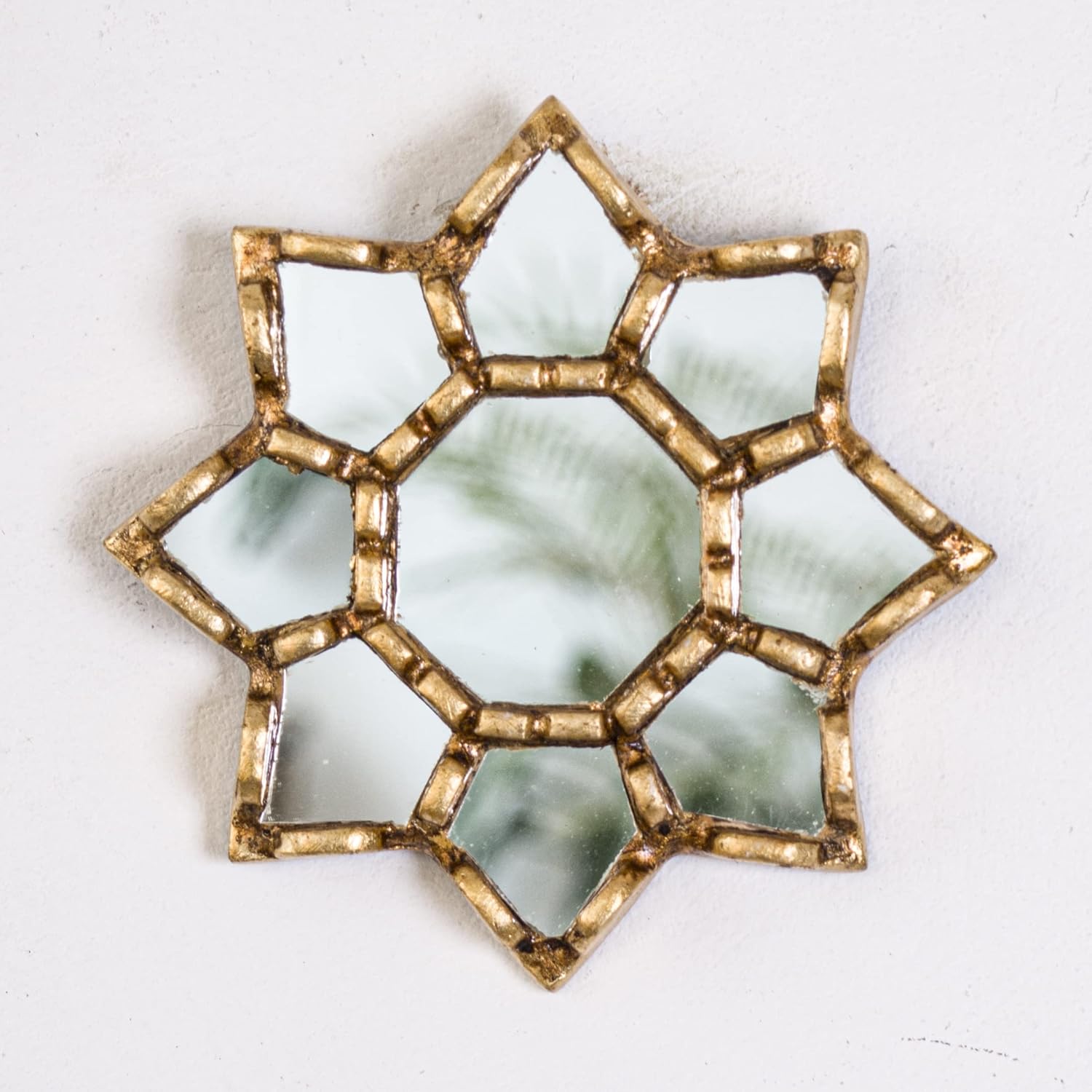 Peruvian Mirror Set of 3 - Small Wall Mirrors 6" with Bronze Leaf Finish - Decorative Gold Accent Wall Art - Unique Mothers Day & Valentines Gift