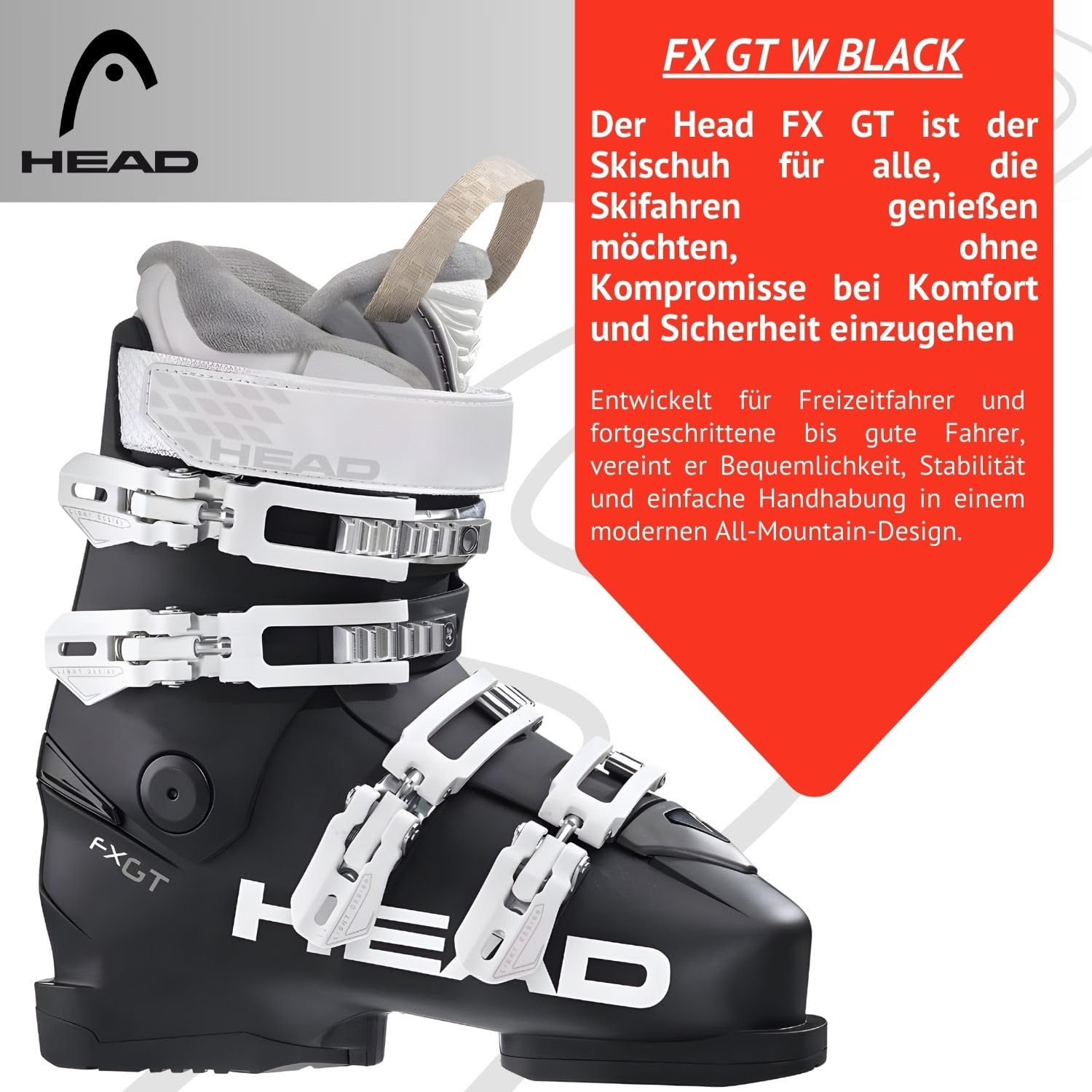HEAD FX GT W Skischuhe Damen - MP26.5 EU41.5 - All-Mountain Skistiefel mit Flex 50 - breite Passform & Komfort-Innenschuh - für fortgeschrittene bis Gute Fahrer