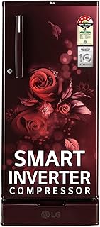 LG 185 L, 4 Star, Direct-Cool, Smart Inverter Compressor, Single Door Refrigerator (GL-D199OSEY.ESEZPST, Scarlet Euphoria,...