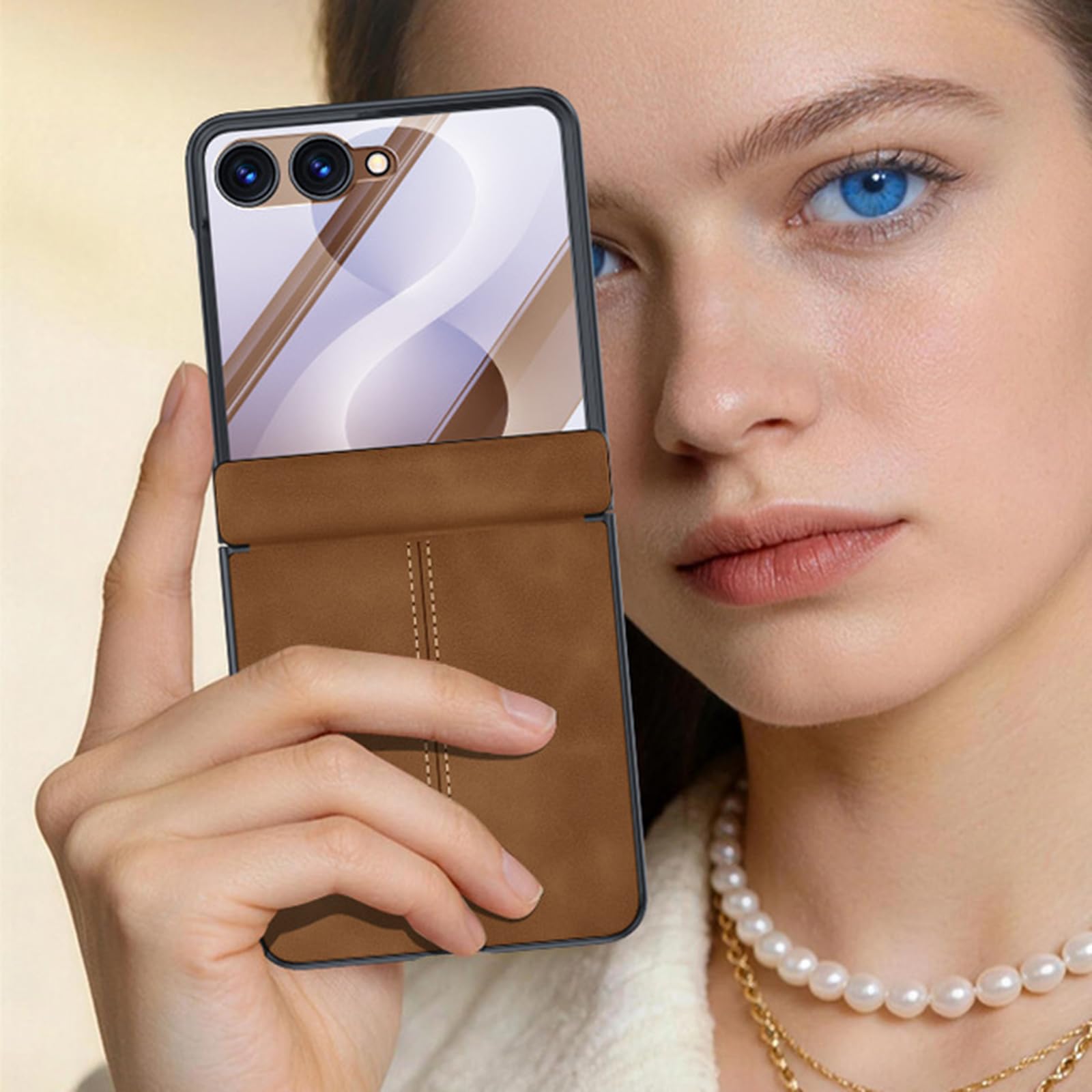 Étui Pour Samsung Galaxy Z Flip 8, Screen Protection Mince Coque Cuir Rétro