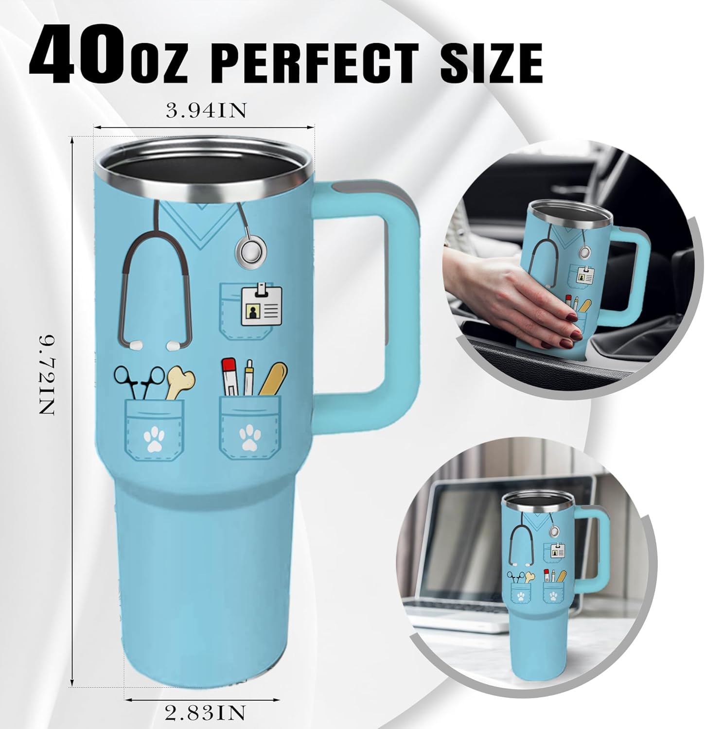 Vet Tech Gifts for Women Men, Vet Tech Tumbler Cup 40 OZ, Appreciation Gifts for Veterinarian, Veterinary Technician Gift for Birthday Graduation Christmas - Image 7