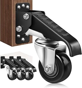 SPACECARE Workbench Casters kit 700Lbs, 4 Heavy Duty Retractable Casters Side Mounted Adjustable Durable Steel Construction Stepdown Casters (Set of 4)