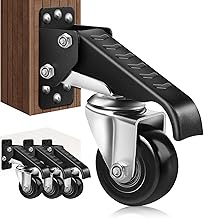 Swivel Castors 320 kg, 4 Heavy Duty Retractable Castors, Side Mounted, Adjustable, Durable Steel Construction, Removable (Set of 4)