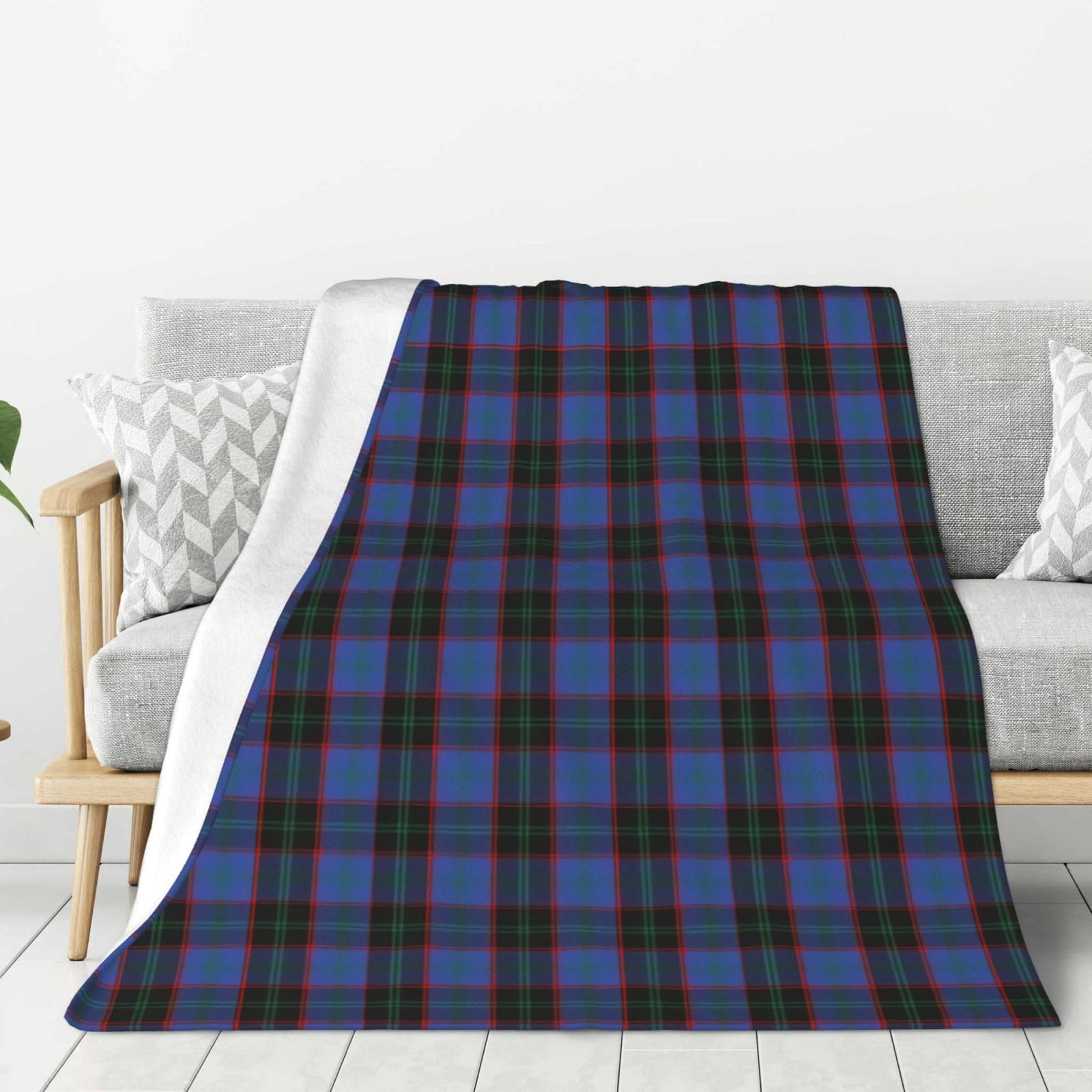 Asbwuo As Pic Scottish Clan Home Hume Tartan Plaid Family Flannel Throw Blanket Set - Warm Lightweight For Couples, Kids, Grandparents - Home, Travel, Dorm Decor 80"X60"