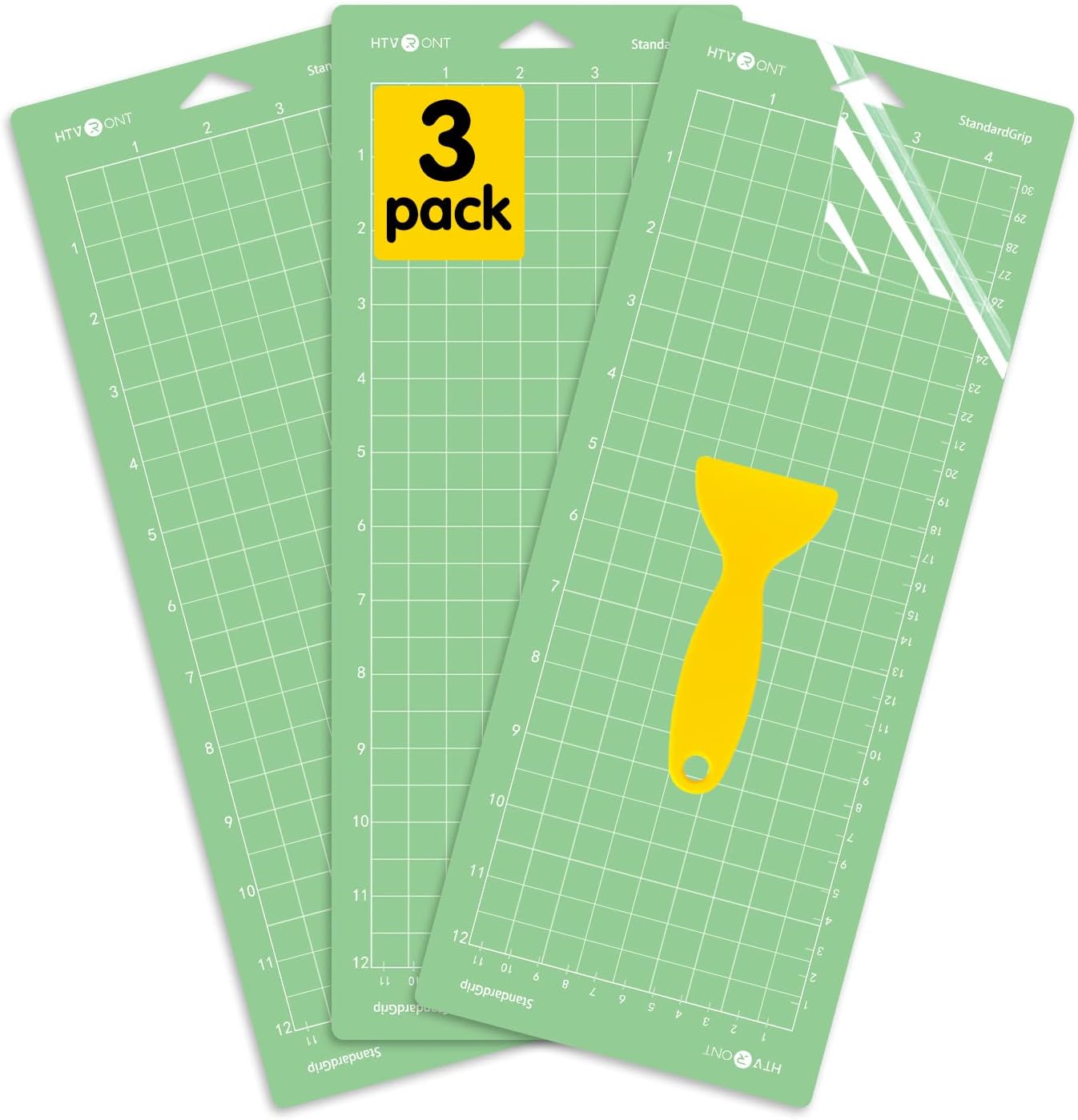 HTVRONT Standard Grip Cutting Mat For Cricut Joy - 3 Pack 4.5"X12" Quilting Mats For Cardstock HTV Crafts, Standard Adhesive Sticky Green Cut Mats Replacement Accessories for Cricut Mats