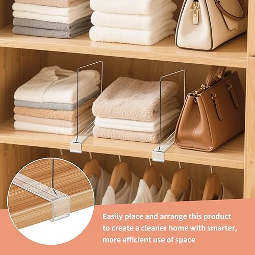 Miniatura 5 de Paquete de 10 separadores de estantes transparentes para armarios, separadores acrílicos para estantes, divisores de estantes de armario para