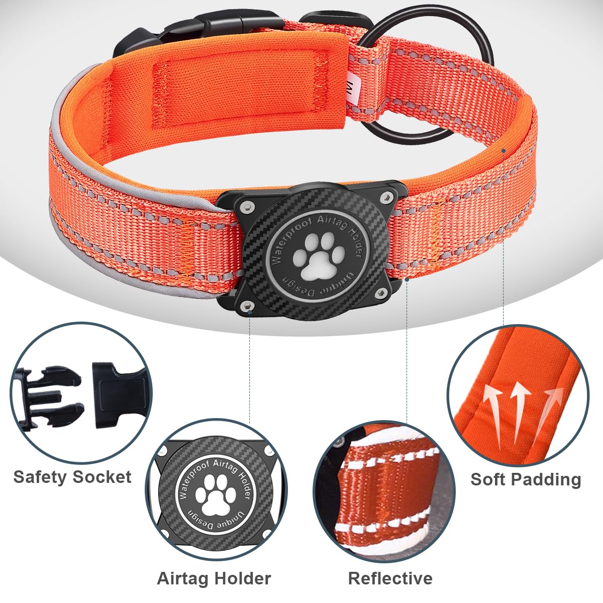 Ytanest Waterproof Airtag Dog Collar, Dog Collar with Apple Air Tag Holder - Image 4