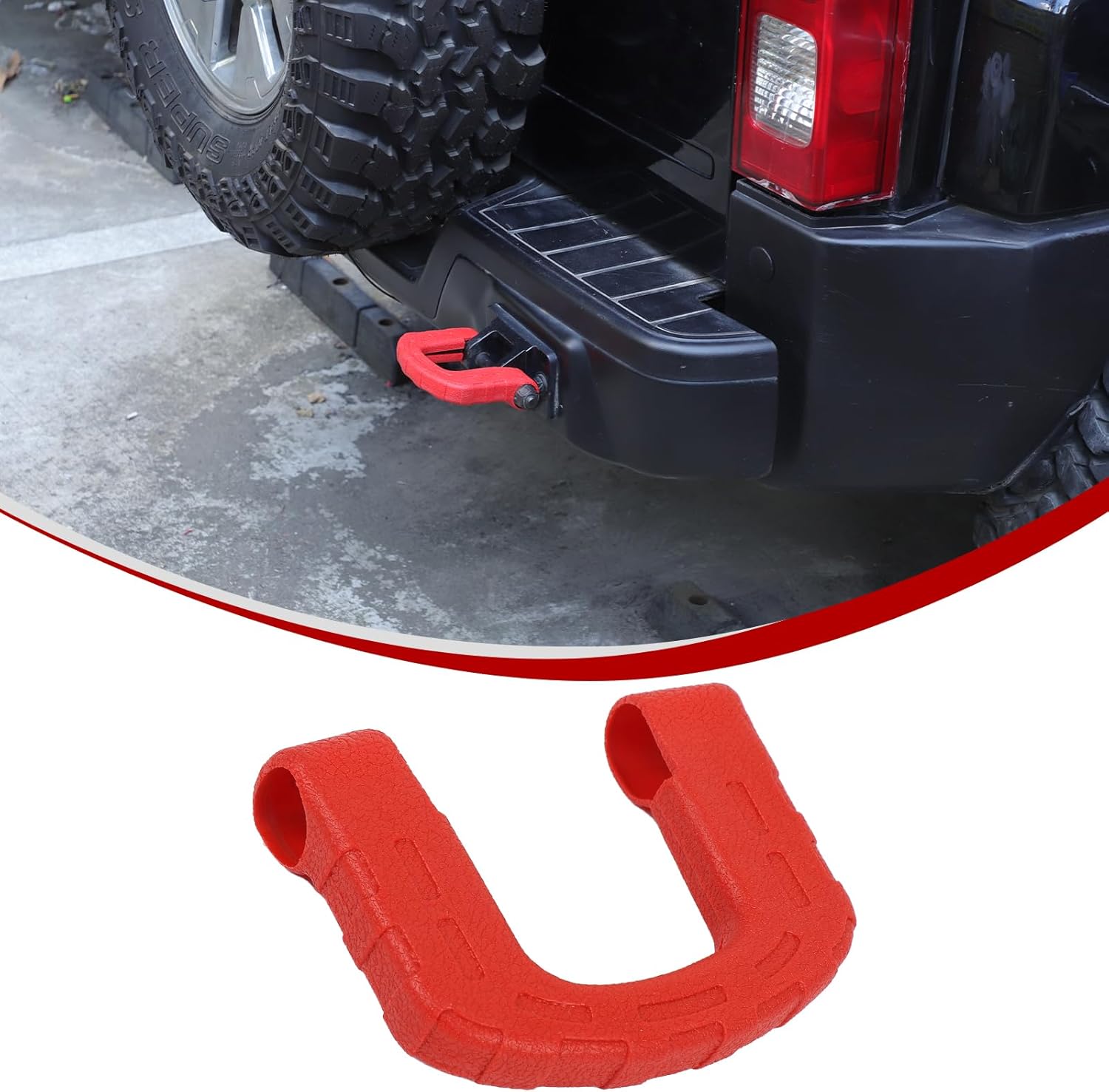 Rear Bumper Tow Hook Covers Compatible with Hummer H3 2005-2009 Accesories, Rubber Trailer Hitch Protector Cover (Red)